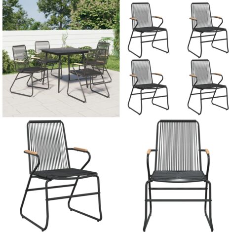 Sedie da Giardino 4pz Nere 58x59x85,5 cm Rattan PVC - Sedie da terrazza - Sedie da patio