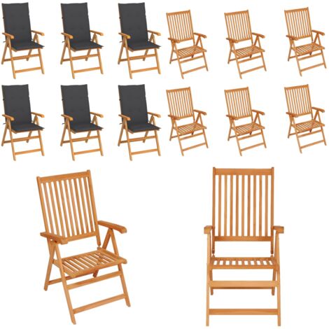 Sedie da Giardino 6 pz con Cuscini Antracite Massello di Teak - Sedie da esterno - Sedie in legno