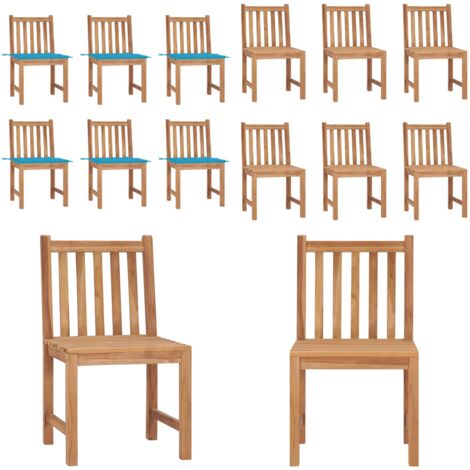 Sedie da Giardino 6 pz con Cuscini in Legno Massello di Teak - Sedie in legno teak - Sedie esterne