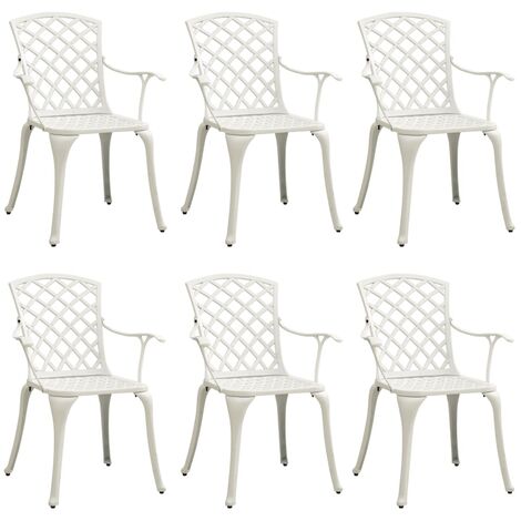 Sedie da Giardino 6 pz in Alluminio Pressofuso Bianco vidaXL