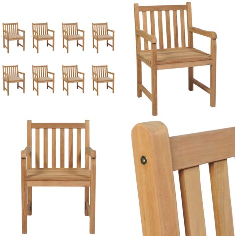 Sedie da Giardino 8 pz con Cuscini Beige in Massello di Teak - Sedie da giardino con cuscino - Sedie da giardino in legno