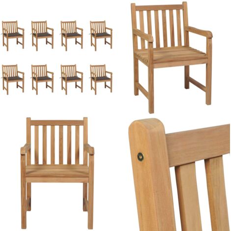 Sedie da Giardino 8 pz e Cuscini Grigio Talpa Massello di Teak - Cuscini da giardino - Mobili da giardino