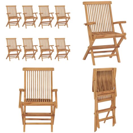 Sedie da Giardino 8 pz in Legno Massello di Teak - Sedie in legno - Sedie pieghevoli