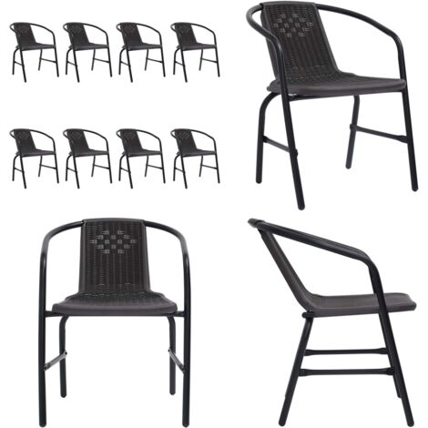 Sedie da Giardino 8 pz in Plastica Rattan e Acciaio 110 kg - Sedie da patio - Sedie in rattan