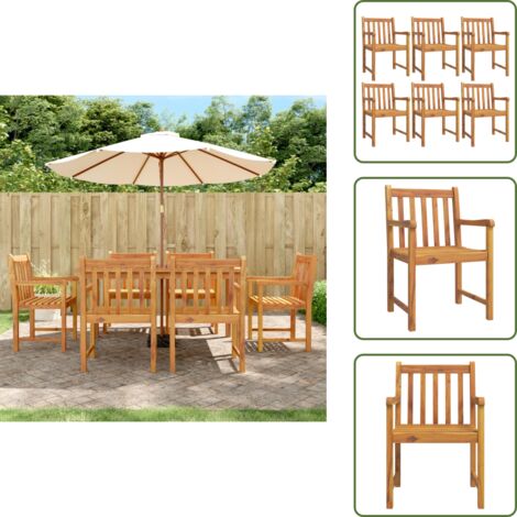 Sedie da giardino con braccioli - vidaXL Sedie da Giardino 6 pz 56x55,5x90 cm Legno Massello di Acacia - Sedie da giardino in legno massello
