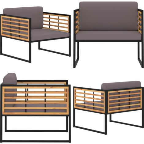Sedie da Giardino con Cuscini 2 pz in Legno Acacia Grigio Scuro - Poltrone da giardino - Sedie in legno