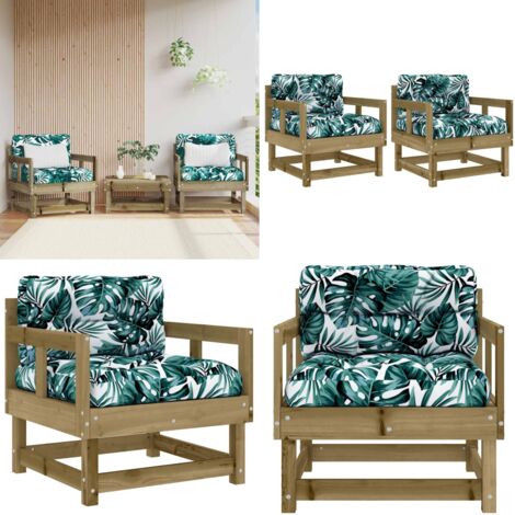 Sedie da Giardino con Cuscini 2 pz in Legno Impregnato di Pino - Cuscino da giardino - Seduta da esterno