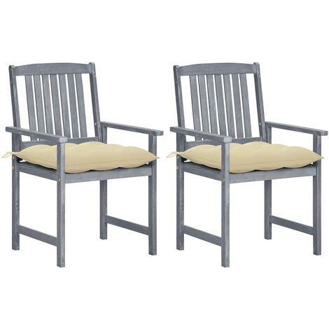 Sedie da Giardino con Cuscini 2 pz in Massello di Acacia Grigio vidaXL