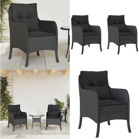 Sedie da Giardino con Cuscini 2 pz Nere in Polyrattan - Cuscini per sedie - Sedie da esterno