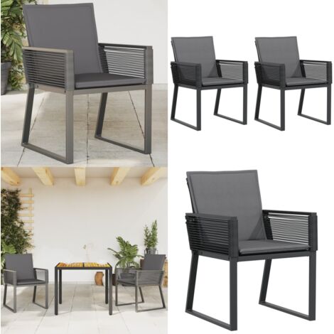Sedie da Giardino con Cuscini 2 pz Nere in Polyrattan - Sedie da giardino - Cuscini da seduta