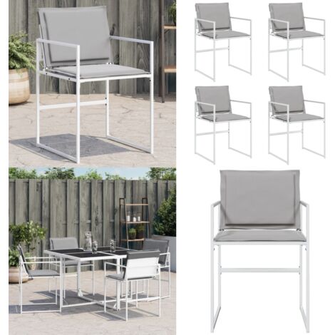 Sedie da Giardino con Cuscini 4 pz Bianchi Acciaio e Textilene - Cuscino da seduta - Sedie da esterno
