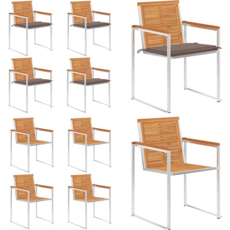 Sedie da Giardino con Cuscini 4 pz in Legno Massello di Acacia - Sedie da pranzo - Sedie in legno
