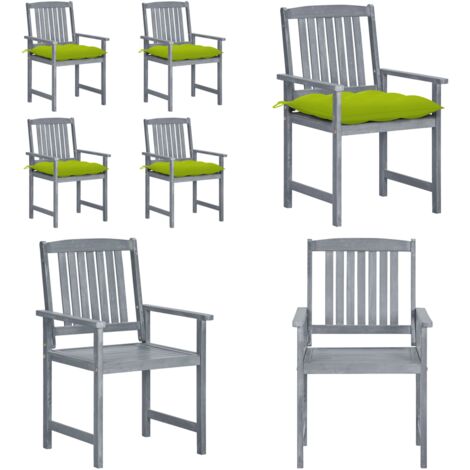 Sedie da Giardino con Cuscini 4 pz in Massello di Acacia Grigio - Sedie da giardino con cuscino - Sedie in acacia