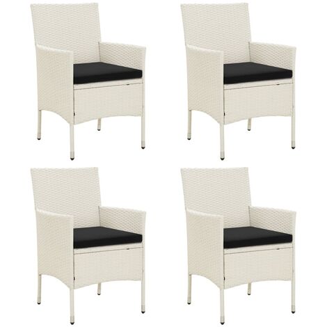 Sedie da Giardino con Cuscini 4 pz in Polyrattan Bianche vidaXL