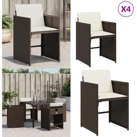 Sedie da Giardino con Cuscini 4 pz Marroni in Polyrattan - Cuscino da giardino - Sedie da esterno