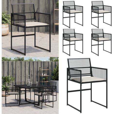 Sedie da Giardino con Cuscini 4 pz Nere in Polyrattan - Cuscino da seduta - Polyrattan