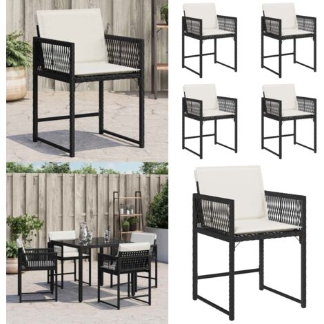Sedie da Giardino con Cuscini 4 pz Nere in Polyrattan - Cuscino per sedie - Polyrattan