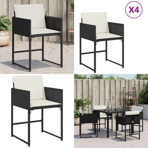 Sedie da Giardino con Cuscini 4 pz Nere in Polyrattan - Cuscino per sedie - Polyrattan