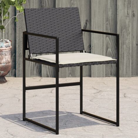 Sedie da Giardino con Cuscini 4 pz Nere in Polyrattan vidaXL