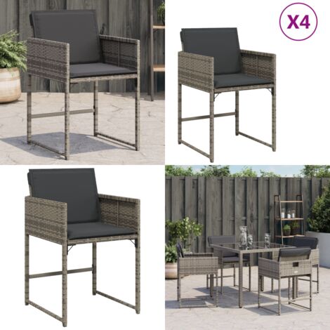 Sedie da Giardino con Cuscini 4pz Grigio in Polyrattan - Sedie da giardino - Cuscini per sedie
