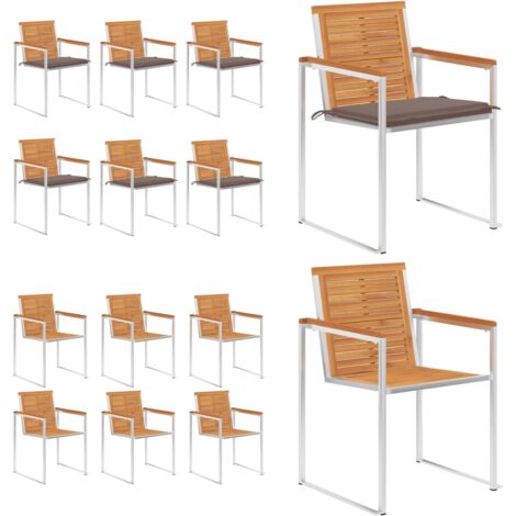Sedie da Giardino con Cuscini 6 pz in Legno Massello di Acacia - Sedie da pranzo - Sedie da patio