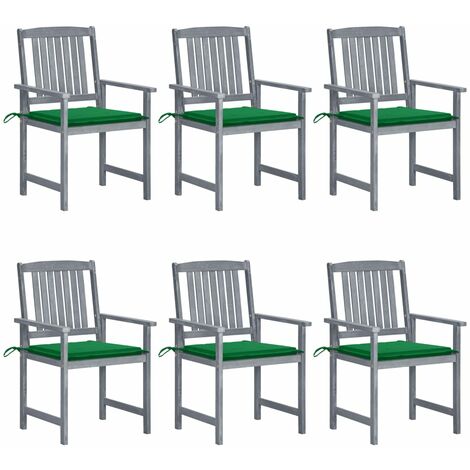 Sedie da Giardino con Cuscini 6 pz in Massello di Acacia Grigie vidaXL