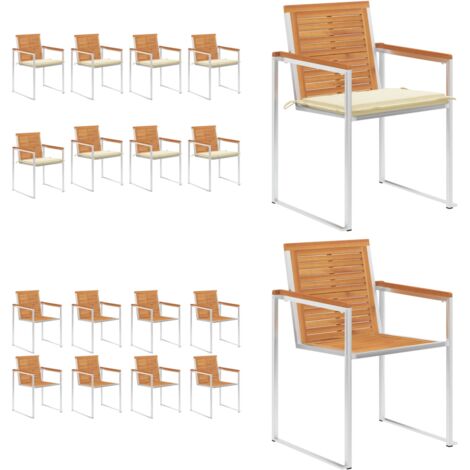 Sedie da Giardino con Cuscini 8 pz in Legno Massello di Acacia - Sedie da pranzo - Sedie in legno
