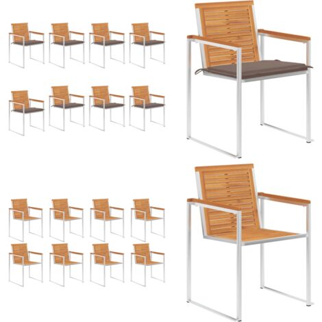 Sedie da Giardino con Cuscini 8 pz in Legno Massello di Acacia - Sedie da pranzo - Sedie in legno