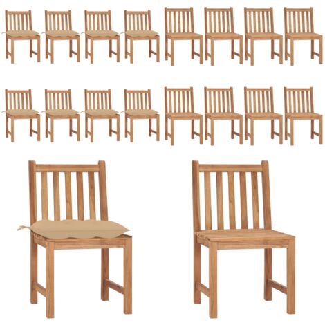 Sedie da Giardino con Cuscini 8 pz in Legno Massello di Teak - Sedie in legno teak - Sedie da esterno