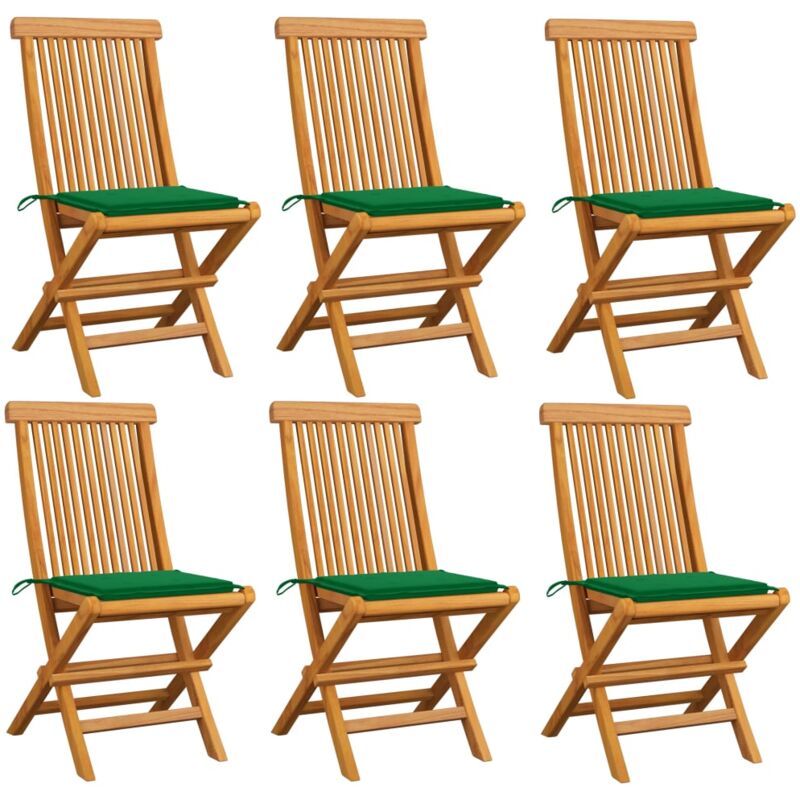 Vidaxl Sedie Da Giardino Con Cuscini Verdi 6 Pz In Massello Di