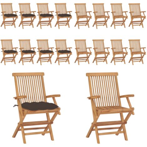 Sedie da Giardino con Cuscini Tortora 8pz Legno Massello Teak - Sedie in legno - Sedie pieghevoli
