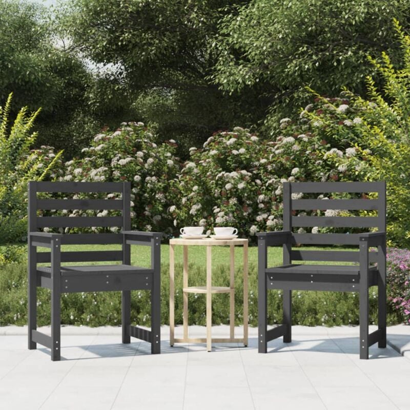 2 pz Sedie da Giardino, Poltrona da Giardino Grigie 60x48x91 in Legno Massello Pino vidaXL