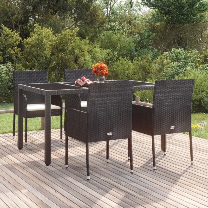 4 pz Sedie da Giardino con Cuscini, Poltrona da Giardino in Polyrattan Nere vidaXL