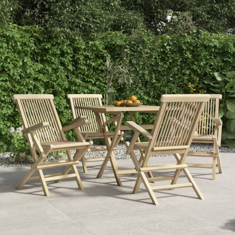 4 pz Sedie Giardino Pieghevoli, Poltrona da Giardino Grigie 56x61x89 cm Massello Teak vidaXL