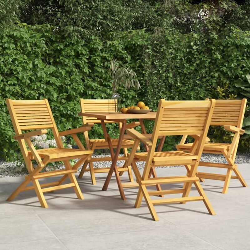 4 pz Sedie da Giardino Pieghevoli, Poltrona da Giardino 55x62x90cm Legno Massello Teak vidaXL