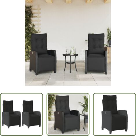 Sedie da giardino con poggiapiedi -  Sedie da Giardino Reclinabili 2 pz con Poggiapiedi Polyrattan