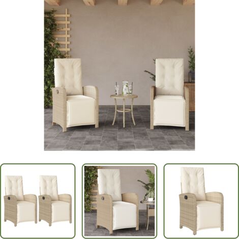 Sedie da giardino con poggiapiedi -  Sedie da Giardino Reclinabili 2 pz con Poggiapiedi Polyrattan
