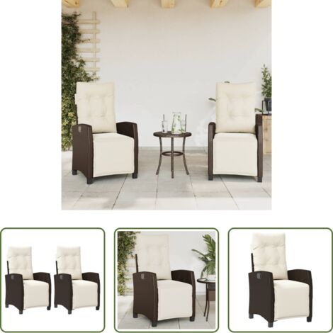 Sedie da giardino con poggiapiedi -  Sedie da Giardino Reclinabili 2 pz con Poggiapiedi Polyrattan