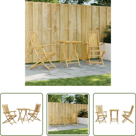 Sedie da giardino in bambù -  Set da Bistrò 3 pz in Bambù