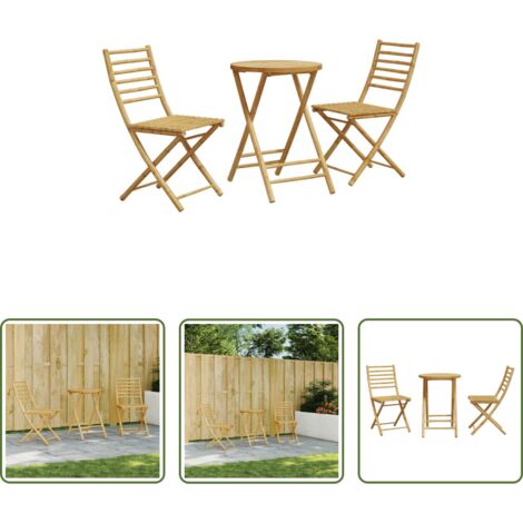 Sedie da giardino in bambù -  Set da Bistrò 3 pz in Bambù