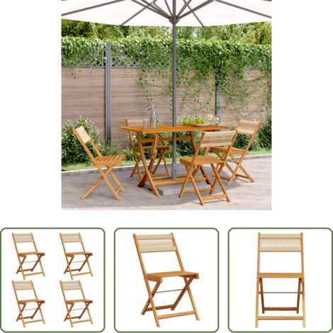 Sedie da giardino in legno -  Sedie da Giardino Pieghevoli 4pz Beige Legno Massello di Acacia