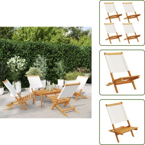 Sedie da giardino in legno - vidaXL Sedie da Giardino Pieghevoli 4pz Bianco Crema Tessuto e Legno - Sedie da balcone