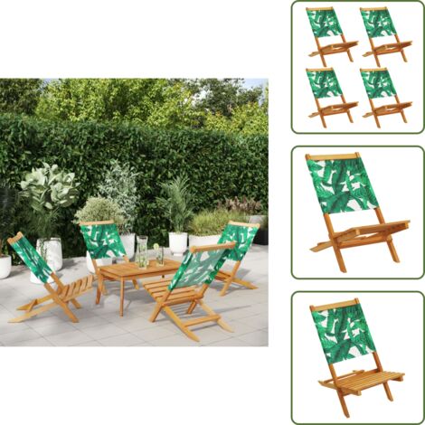 Sedie da giardino in legno - vidaXL Sedie da Giardino Pieghevoli 4pz Verde Tessuto e Legno Massello -