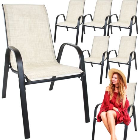 Sedie da giardino in metallo per balcone, terrazza, set di mobili da giardino beige x6
