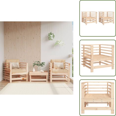 Sedie da giardino in pino - vidaXL Sedie da Giardino 2pz in Legno Massello Pino -