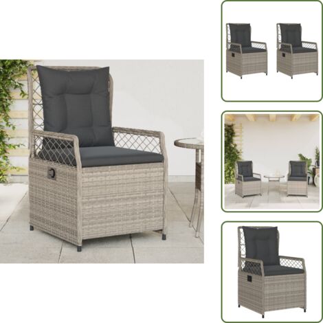 Sedie da giardino in rattan - vidaXL Sedie da Giardino Reclinabili 2 pz Grigio Chiaro Polyrattan - Sedie da giardino in acciaio