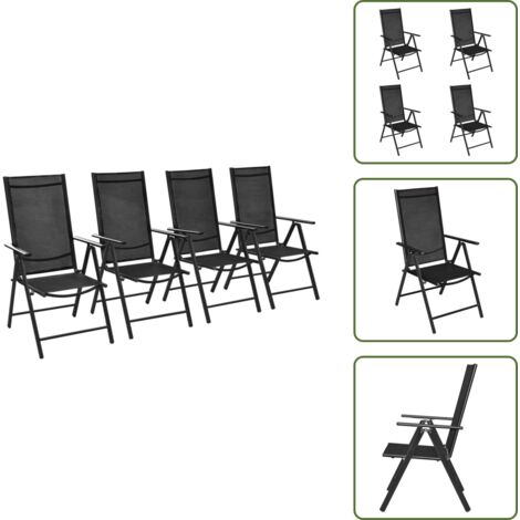 Sedie da giardino in textilene - vidaXL Sedie da Giardino Pieghevoli 4 pz in Alluminio e Textilene Nere - Sedie da giardino nere