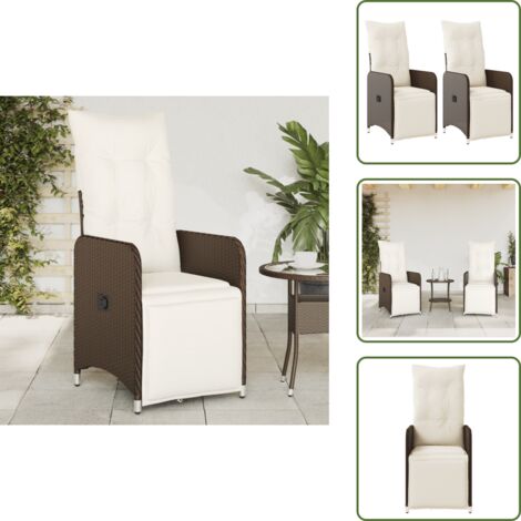 Sedie da giardino marrone - vidaXL Sedie Reclinabili Giardino 2pz con Cuscini Marrone Polyrattan - Sedie da giardino con schienale regolabile