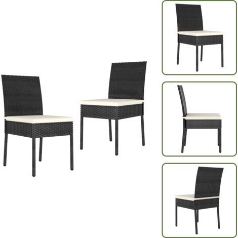 Sedie da giardino nere - vidaXL Sedie da Pranzo per Giardino 2 pz in Polyrattan Nero - Sedie da pranzo con cuscino