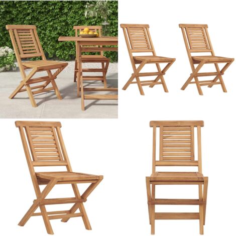 Sedie da Giardino Pieghevole 2pz 47x63x90cm Legno Massello Teak - Sedie pieghevoli - Teak
